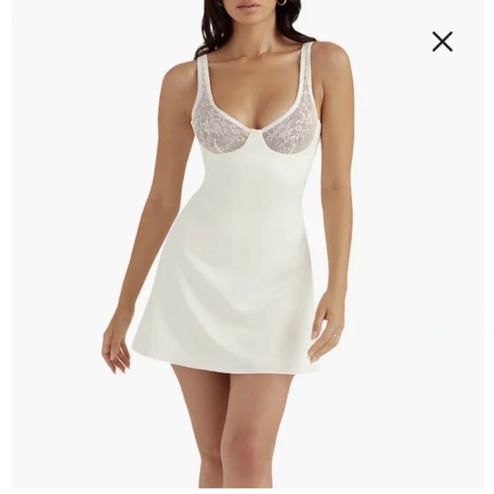 House of CB Cassandra Lace Cup Satin Minidress